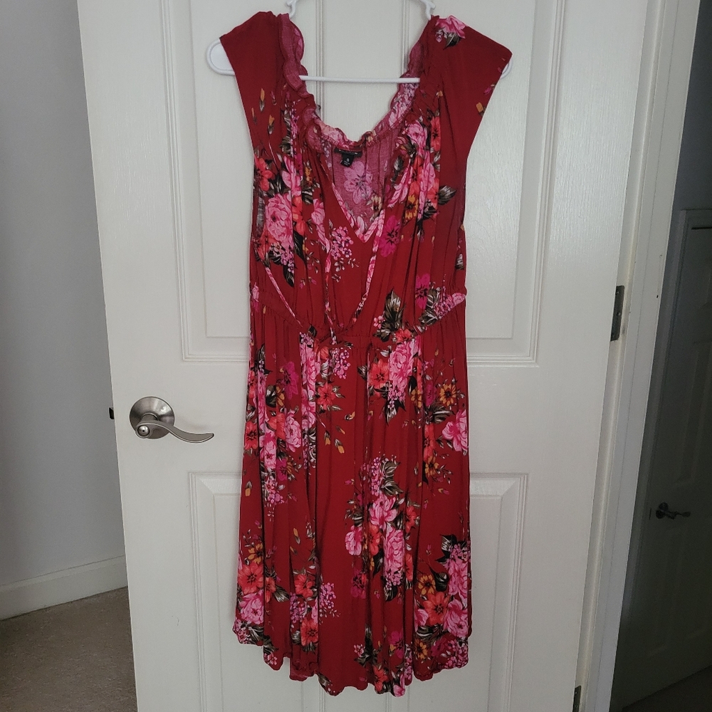 Torrid Red and Pink Floral Dress